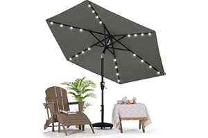 MASTERCANOPY Patio Umbrella with Solar LED Lights (7.5ft,Dark Gray)