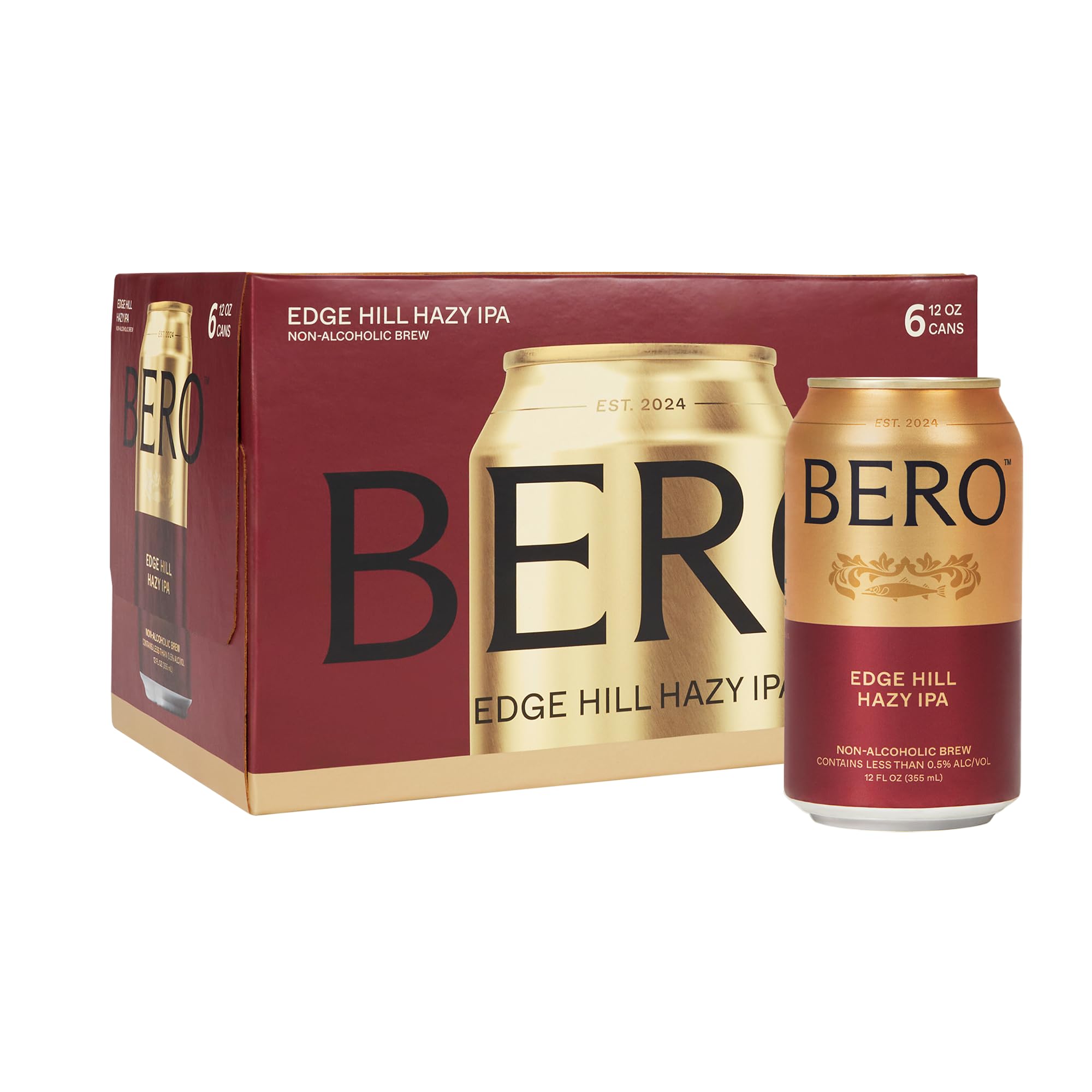 Photo 1 of **** 2 packs***BERO Edge Hill Hazy IPA, Non-Alcoholic Craft Ale 6-Pack, Tropical & Juicy Hazy IPA, Hoppy New England-Style NA Beer by Tom Holland, Alcohol Alternative Beverage for Every Occasion
