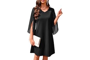 oten Women's V Neck Flutter Chiffon Sleeve Cocktail Semi-Formal Wedding Guest Party Dresses