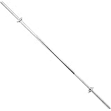 Sunny Health & Fitness 60 Inch Threaded Chrome Barbell Bar, 1 Inch Barbell Diameter with Ring Collars - STBB-60