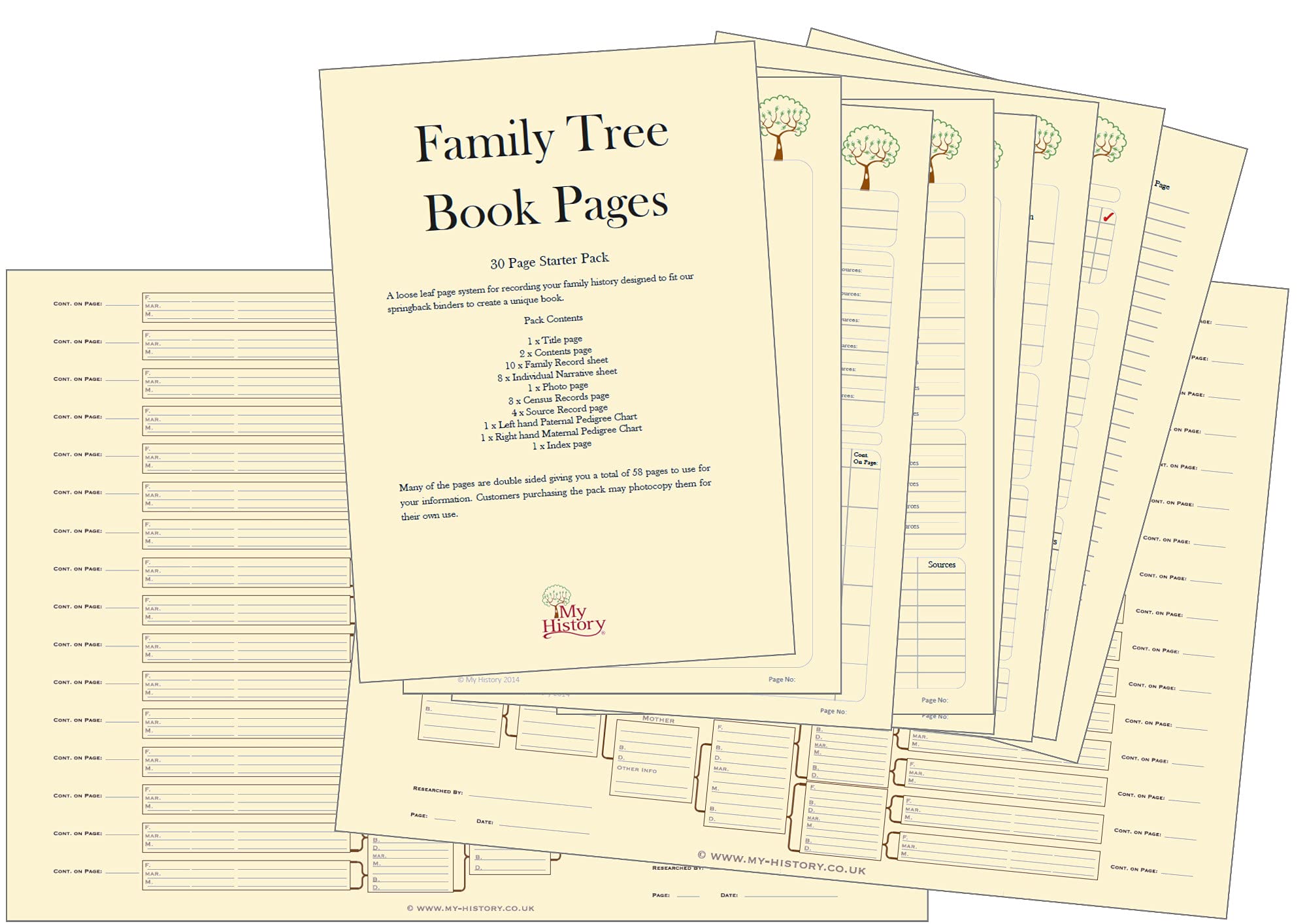 Family Tree Book Page Starter Pack (Cream)