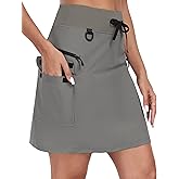 MoFiz Women's 18" Hiking Cargo Skort Athletic Skirt High Waist Golf Dressy Casual Sport Quick Dry Skirt with Zipper Pockets