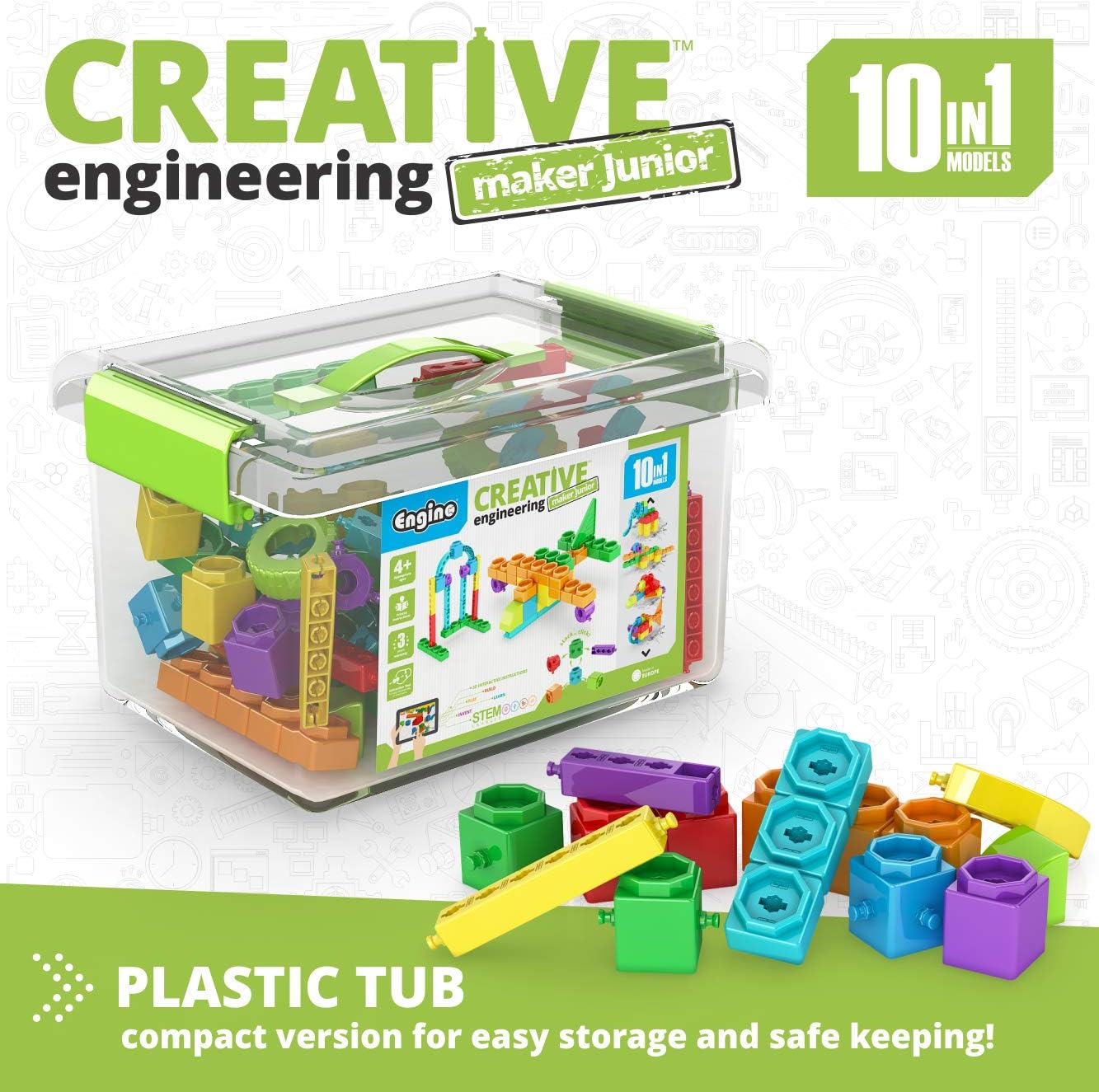 Engino - Creative Engineering Maker Junior 10 Models Set, Multicolor, 6.5 inches x 11.42 inches x 8.27 inches - Image 3