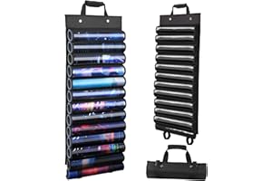 Svxtoby Playmat Holder, Playmat Tube Storage Bag for MTG, Fits 12+1 Card Game Playmats with Transparent Plastic Slots, Portable Organizer Rack for TCG/RPG Mat (Black)