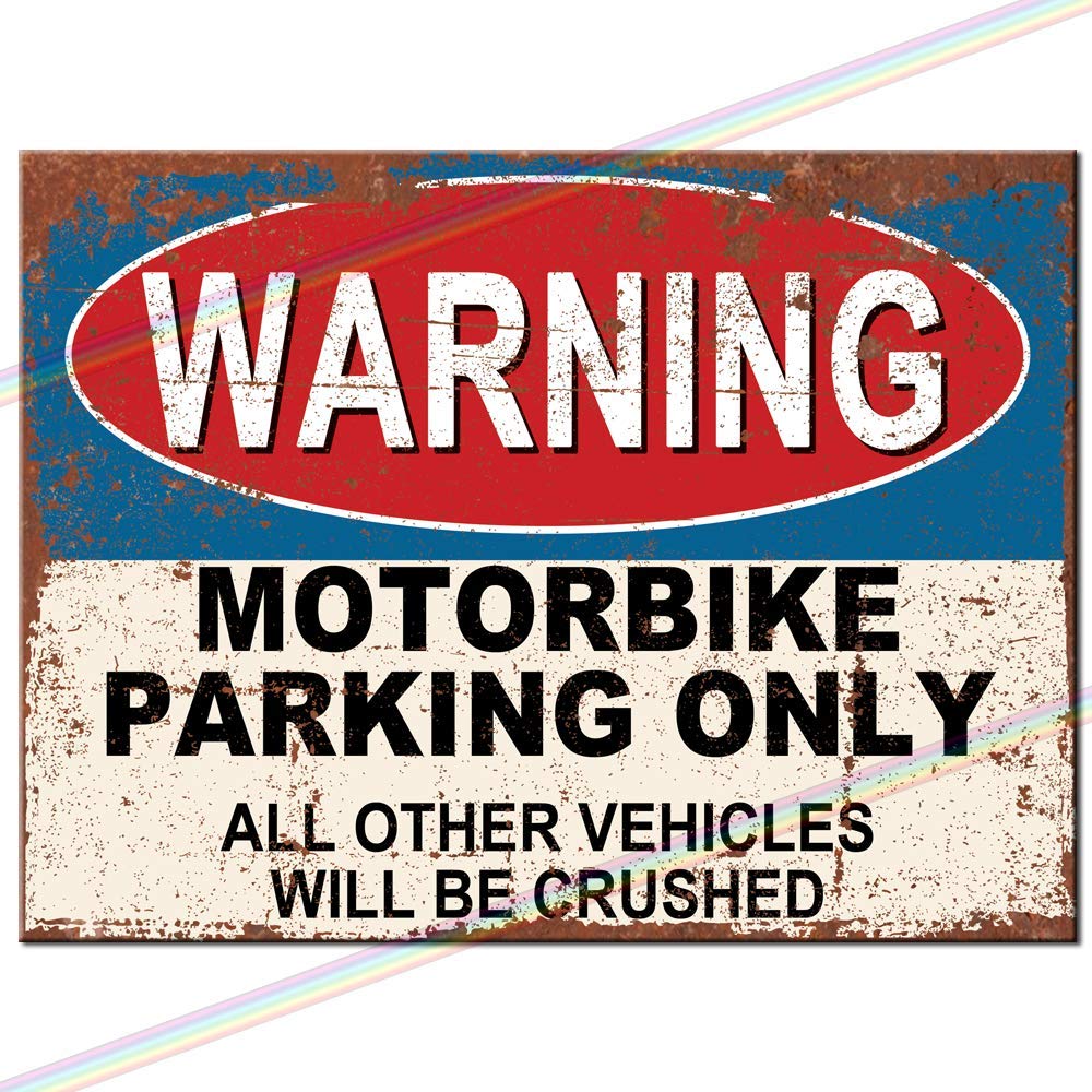 Metal Signs - Motorbike Parking Only Man Cave Tin Metal Sign Hanging Wall Plaque Kitchen Shed Garage. Large (27cm x 18cm)