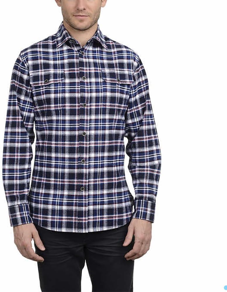 Jachs Men’s Brawny Flannel Shirt (XLT, Blue/Red/White)