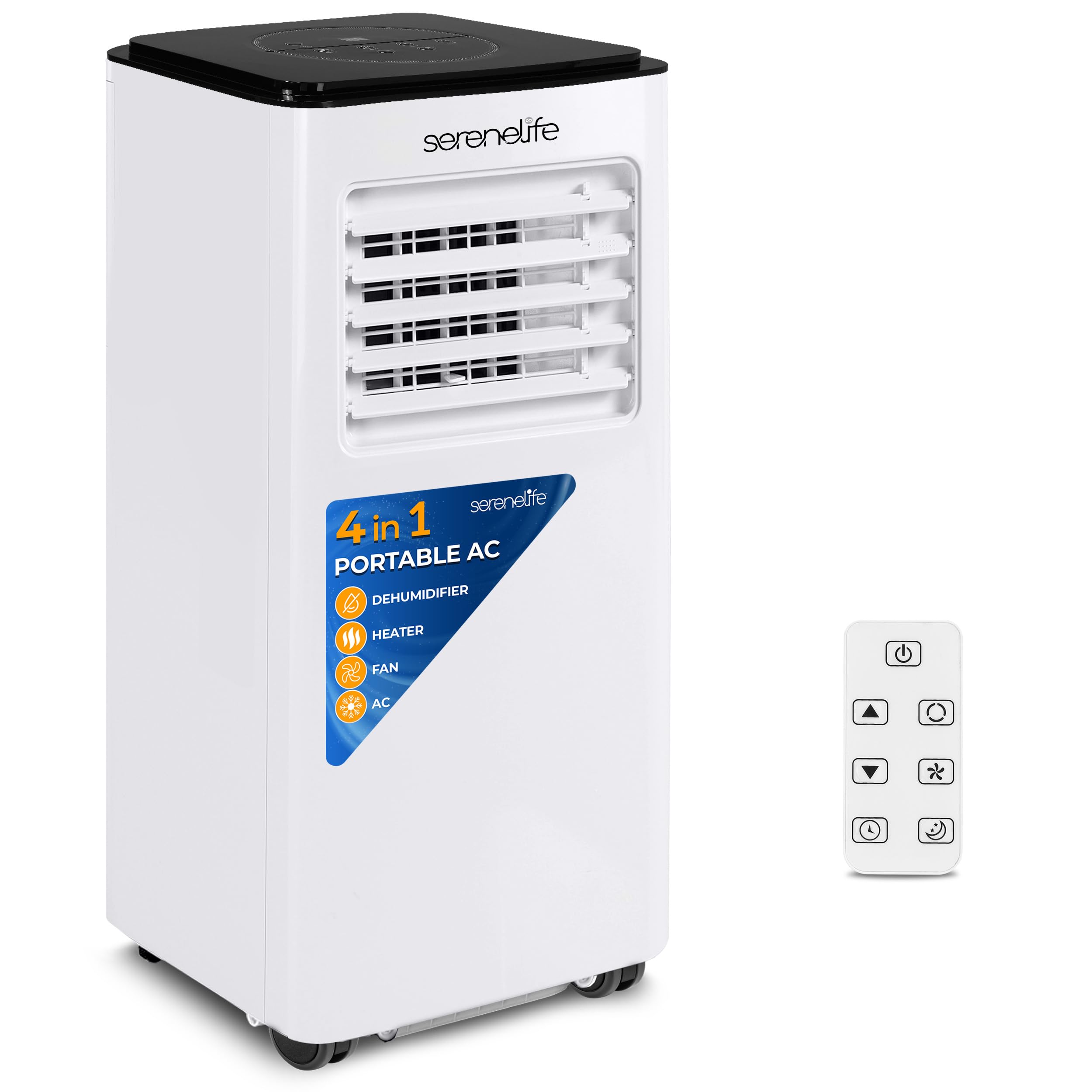 Photo 1 of SereneLife 8000 BTU Portable Air Conditioner with Heating Functionality, 4-in-1 Compact Standing Air Conditioner for Room Up to 350 Sq. Ft., Floor AC Unit with LCD Remote Control, Auto Mode, Low Noise