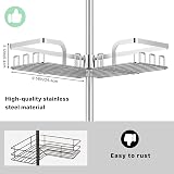 KEGII Telescopic Shower Caddy Corner Silver Stainless Steel Shelf with Hooks view 6