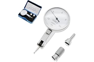 AMTAST 0.0005" Dial Indicator Brass Test Indicator with 7 Jewels Bearings Accuracy 0.0004 Big Face Imperial Dial Indicator for Machinist Engineer Inspection Measurement (Model 201-0066)