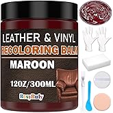 Maroon Leather Repair Kit for Furniture Dye Car Interior Vinyl Seats Paint Leather Conditioner Couch Handbag Chair Stain Remover Recoloring Balm Restorer Cream Cat Dog Scratches & Color Applicator