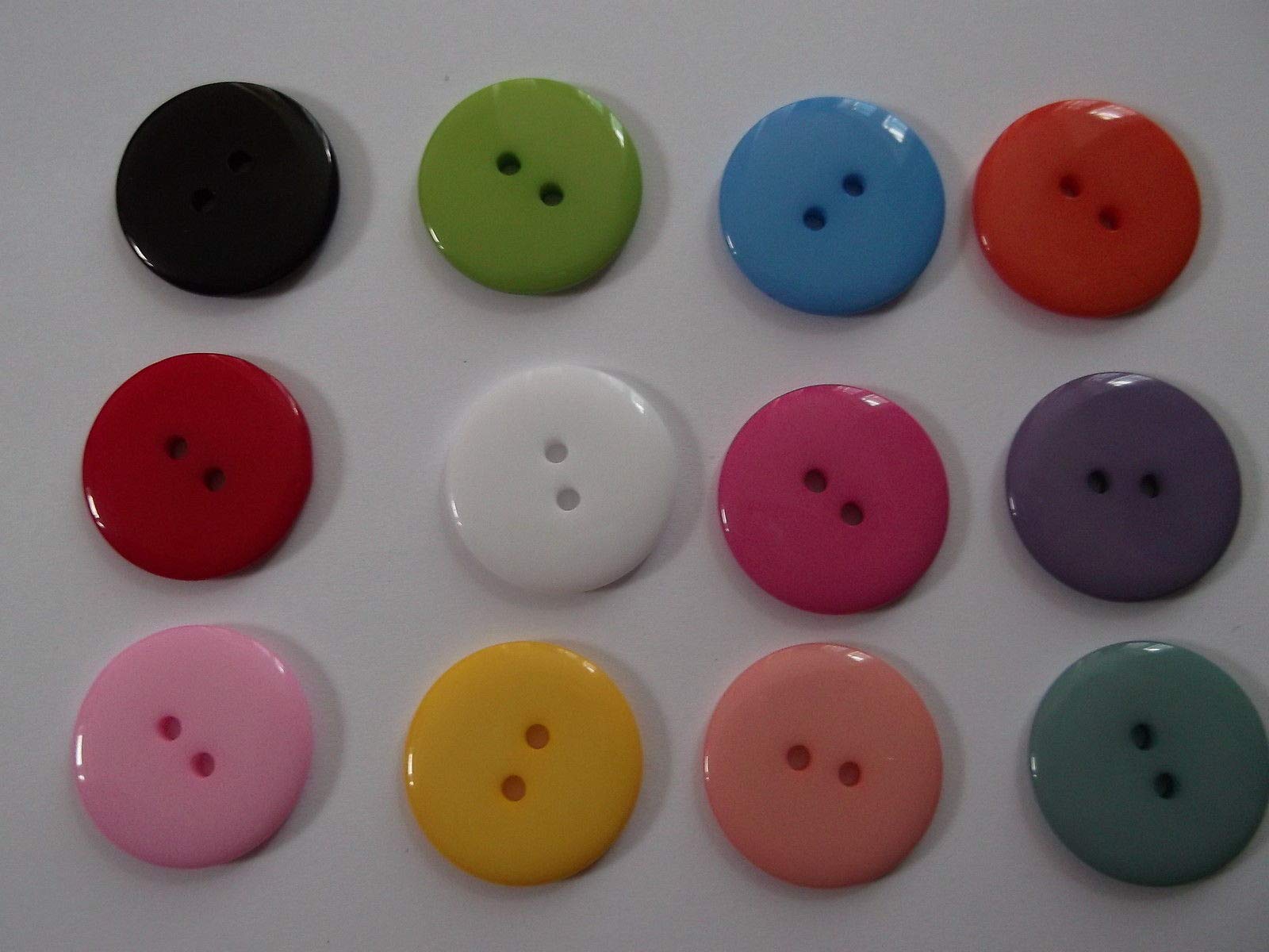 200 x Plain Mixed Colour Round 2 Hole 23mm Sewing Buttons. for Cardmaking, Scrapbooking, Clothes Knitting