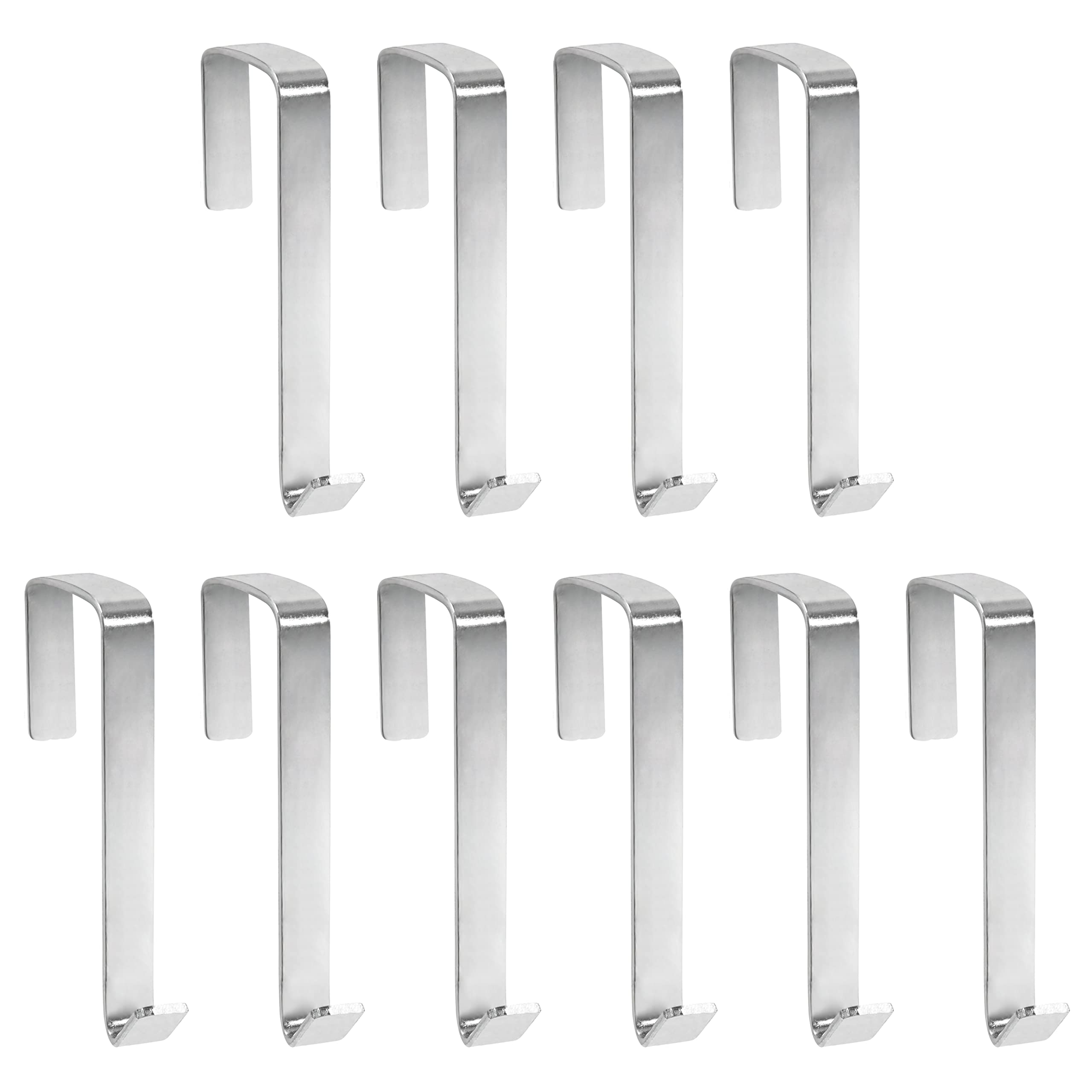 10 Pack Over The Door Hook, Sturdy Over Door Z-shaped Metal Hanger Heavy Duty Metal Hook Upgraded for Hanging, Towels, Clothes, Bags, Cubicle, Bathroom Use Fits 1 3/4 Inch Thick Doors (Silvery)