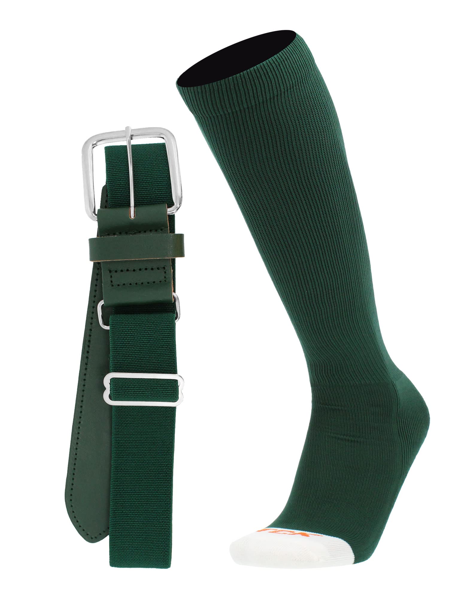 MadSportsStuff Pro Line Combo de calcetines y cinturón de béisbol (verde oscuro, grande)