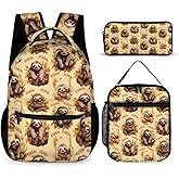 Sloth Backpack with Lunch Box & Pencil Case for Kids Girls Boys School, 16 Inch Cute Slothes Bookbag, School Backpack for Students Children, Lightweight, Large Capacity