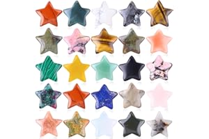 UFEEL 24Pcs Crystal Star Shaped Gemstones Polished Star Pocket Gems Handmade Mini Worry Stones Star for Decoration Meditation and Jewelry DIY