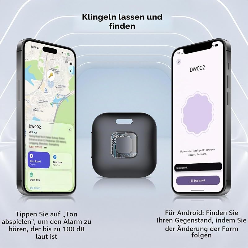 Dual-System Air Tracker Smart Tag für iOS/Android, Schwarz (4er Pack)