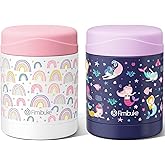 Fimibuke Insulated Kids Food Jar, 2 Pack 12 OZ Bpa Free Stainless Steel Vacuum Lunch Jar for Hot Cold Food, Leakproof Snack Container for School Boy Girl Wide Mouth Toddler Lunch Box for Smoothie Soup