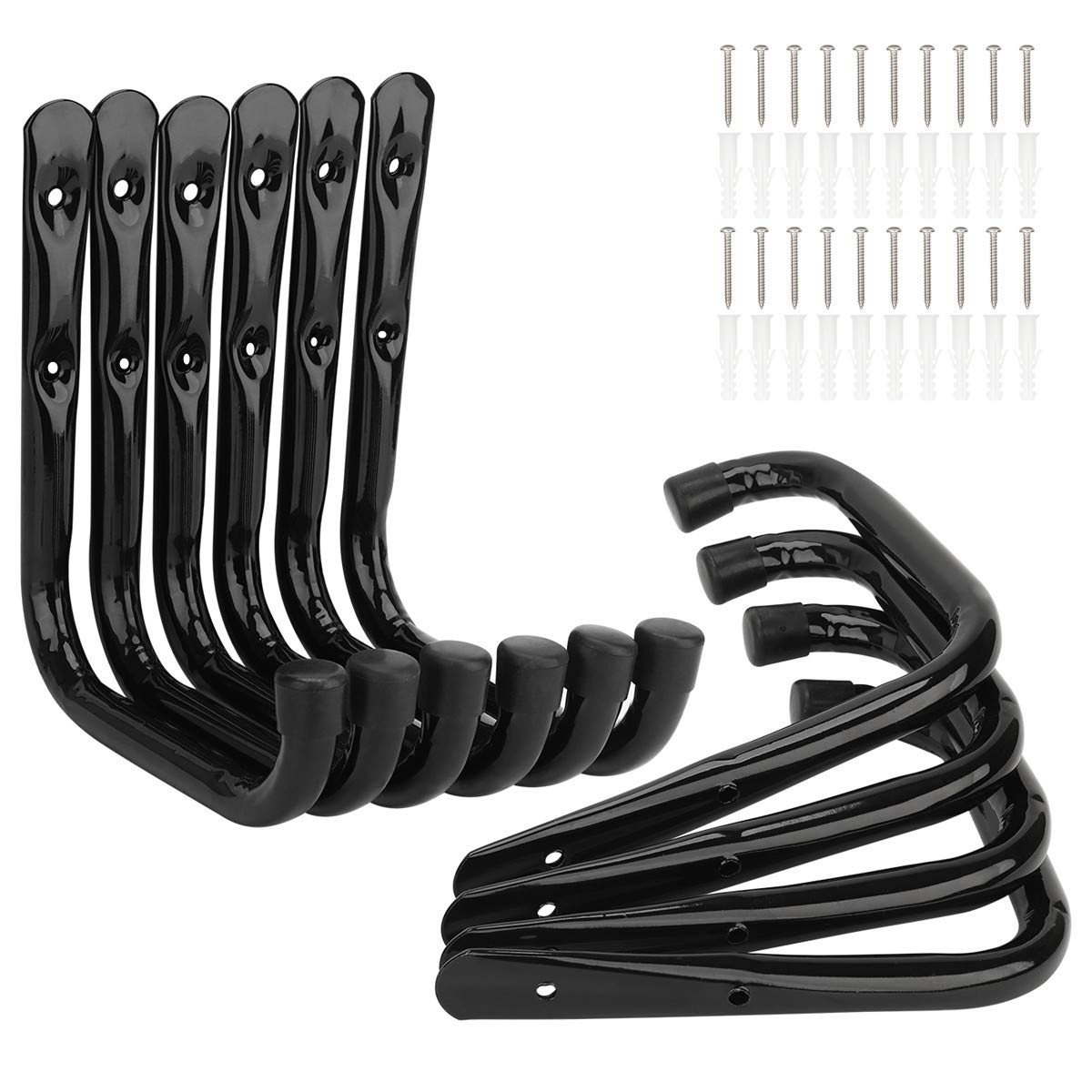 pipabiba 10 Pack Heavy Duty Garage Storage Ladder Hooks, 17cm Wall Mount Steel Utility Bike Hanger (19cm x 17cm)