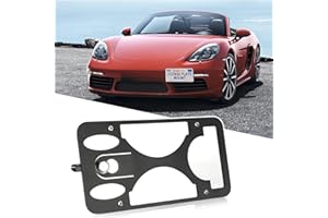 GRUOIZ No Drill Front Bumper License Plate Mount Compatible with Porsche 718 Boxster and Cayman 2017-2023 Front Tow Hook License Plate Mounting Bracket Holder Car License Plate Frames Accessories Kit