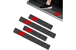 Ferianl 4PCS Door Sill Protector Compatible with Dodge Charger Challenger, Fiber Leather Door Sill Guard Decoration Stickers, Universal for SUV, Sedan (Red & Black)