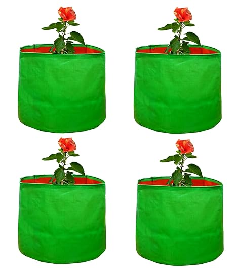 Cocogarden Plastic Grow Bags, Green, 15 x 15 inch, 4 Pieces