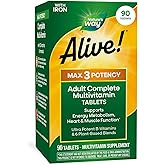 Nature's Way Alive! Max3 Potency Adult Daily Multivitamin with Iron, 90 ct | High Potency Adult Multivitamins to Support Cellular Energy Metabolism, Heart, and Muscle Function*, Tablets for Women &amp; Men