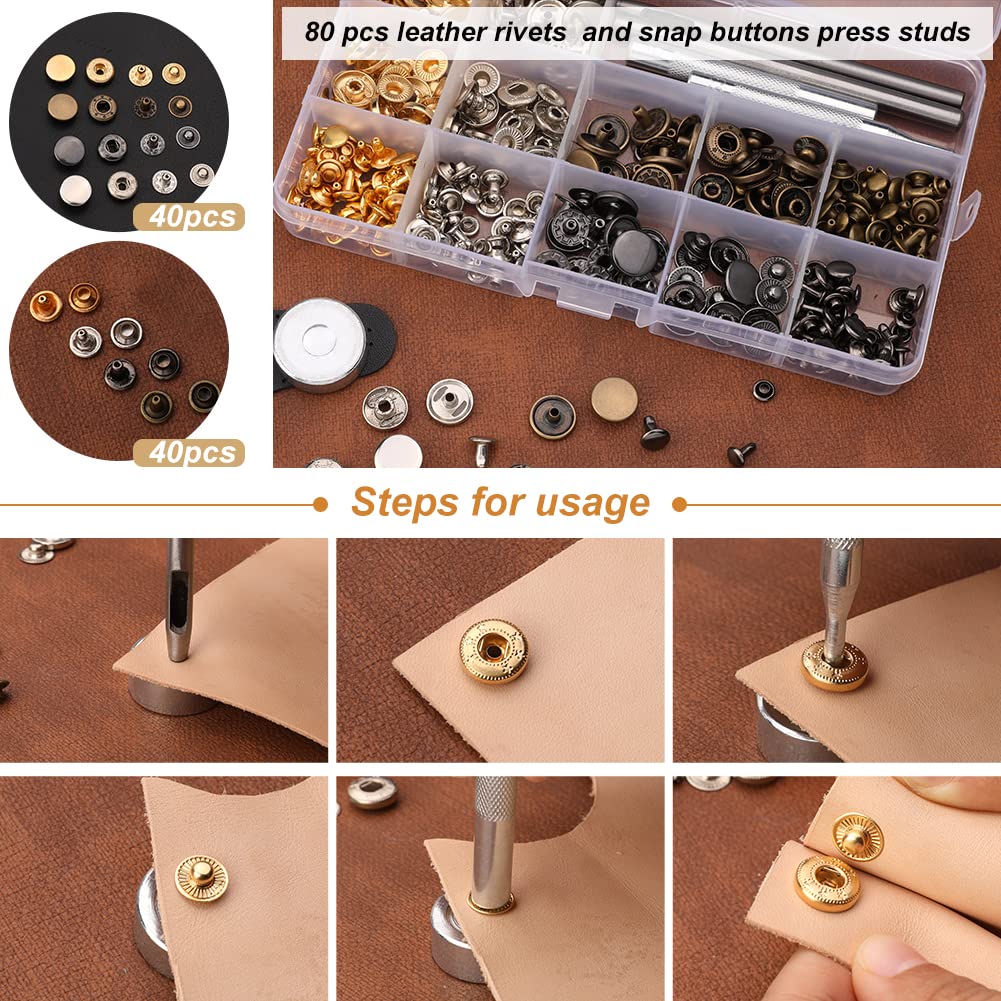 424 Pcs Leather Working Tools Leather Tools and Supplies with Instructions, Sewing Kit, Tool Holder, Wooden Storage Box, Stamping Set
