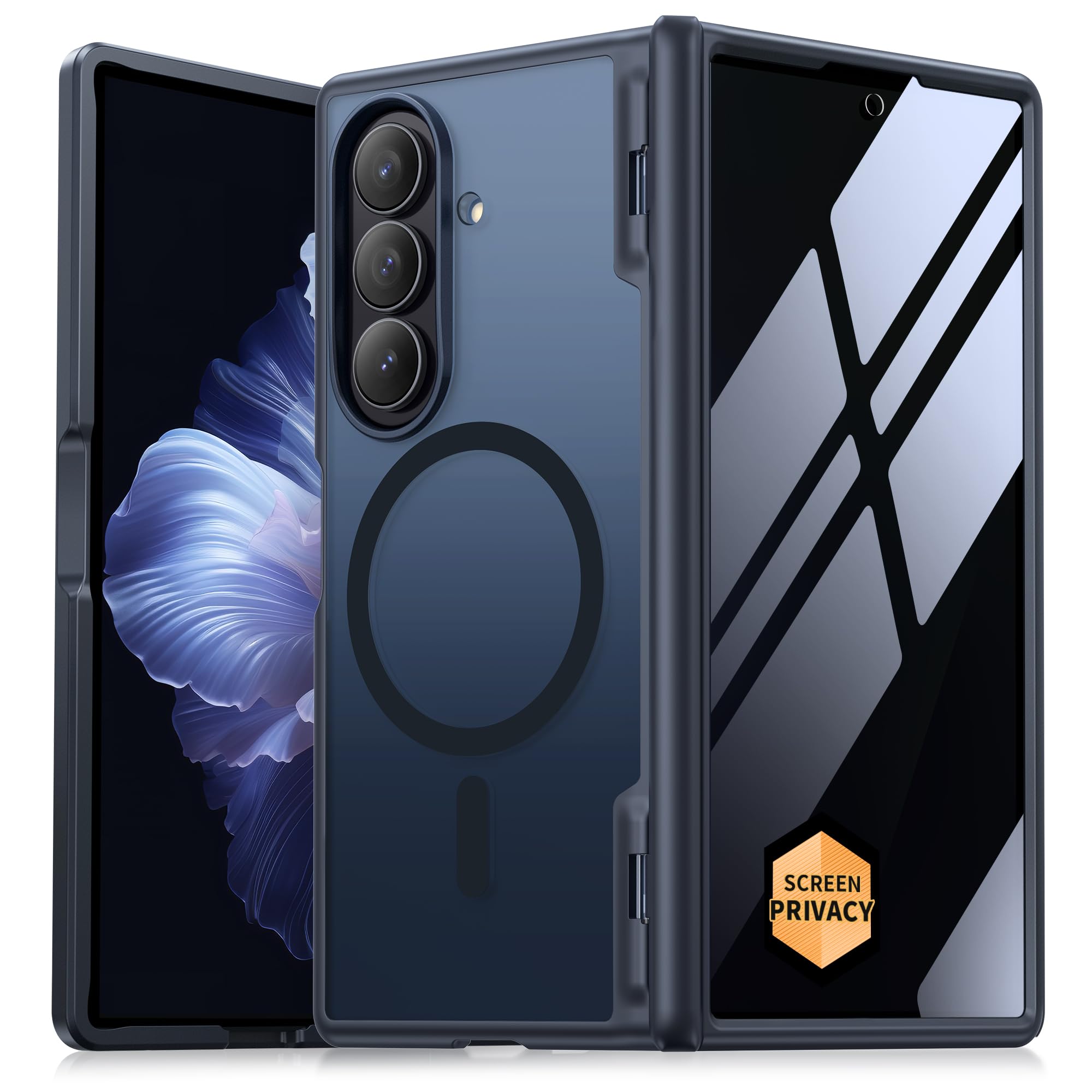 Photo 1 of MOBOSI Magnetic for Z Fold 7 Case with Privacy Screen Protector, Compatible with Magsafe, Full-Body Slim Coverage Hinge Protection, Shockproof Phone Cover for Samsung Galaxy Z Fold7, Jet Black