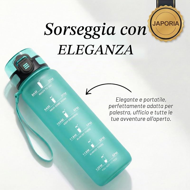 Borraccia 500ml, Bottiglia con Filtro, a Prova di Perdite, Bottiglia Acqua con Indicatore del Tempo, per Campeggio, Viaggio, Corsa