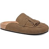 FJQNXGY Suede Mules for Women Platform Clog Mules with Tassel Slip on Loafer Slides Round Toe Backless Slippers Casual Walking Shoes