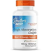 Doctor's Best High Absorption CoQ10 with BioPerine Supplement - Coenzyme Q10 Softgels for Heart Health & Antioxidant Support, Naturally Fermented CoQ10 100mg for Women & Men, Non GMO - 120 Softgels
