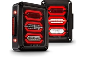 ONLINE LED STORE TRUE MODS LED Rear Tail Light Replacement for Jeep Wrangler [Hexagon Design] [Smoke Lens] [Plug n Play] LED Brake Light for Jeep Wrangler JK JKU Unlimited Accessories 2007-2018