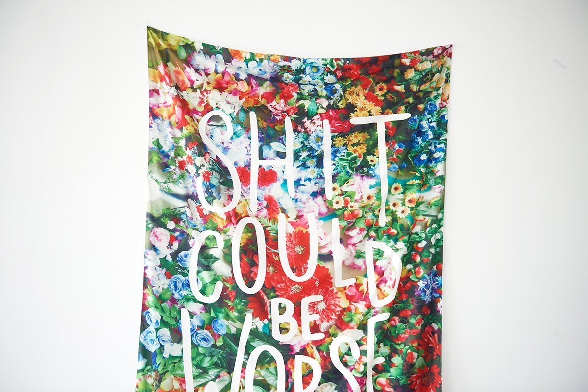 Tapestry Floral Words Wall Tapestry Fabric Wall Art Bedspreads Home Decor (Flower, 50\'\'X60\'\')