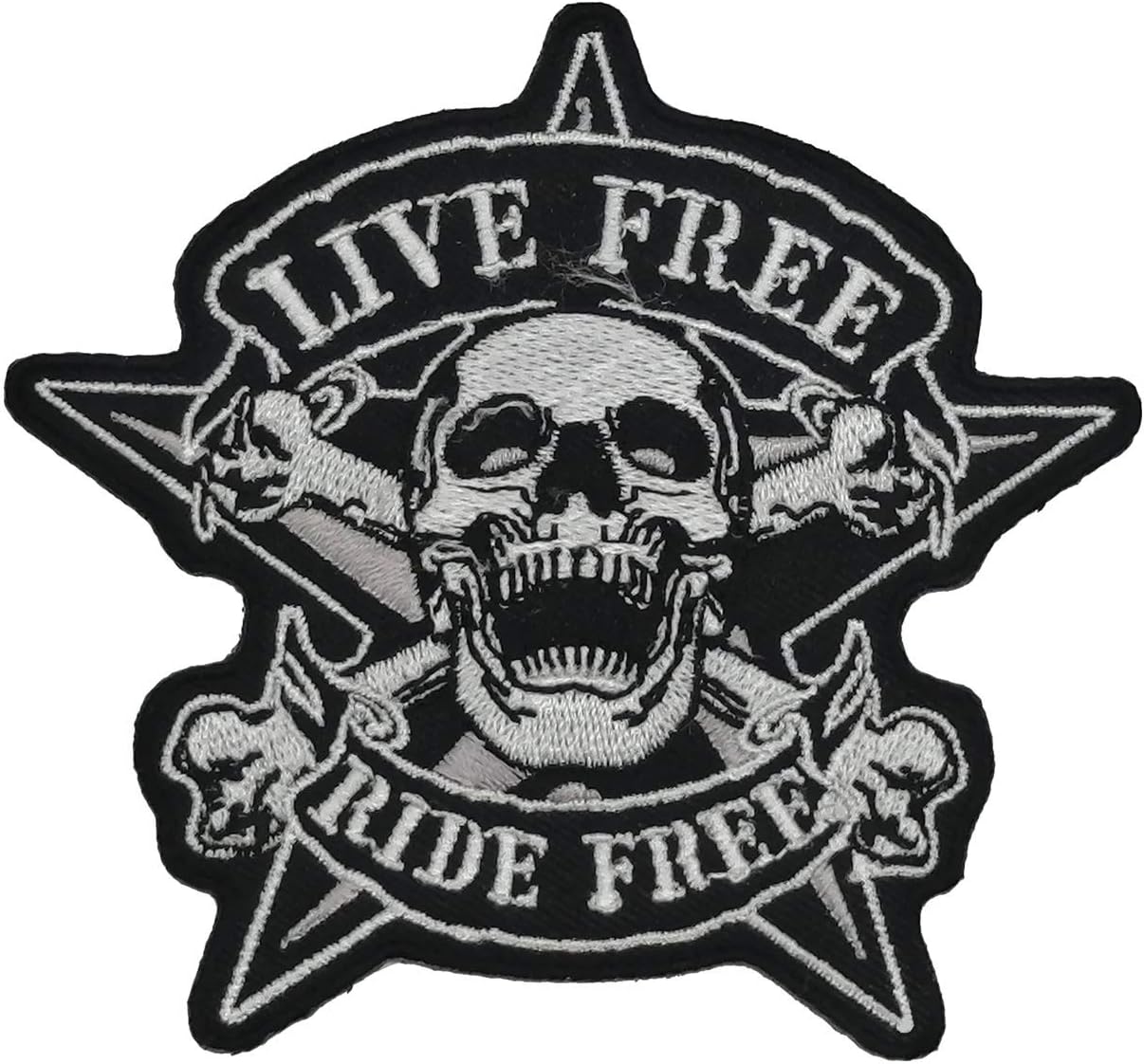 Live Free RIDE FREE Pirate Skullhead Totenkopf Biker Motorrad Aufnäher Patch