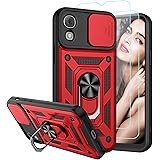 Compatible with TCL 30 Z T602DL Case, with 2 Pack Screen Protector, Built Slide Camera Protective Cover & Kickstand,Military 