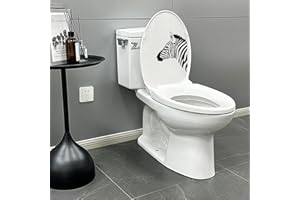 PINEHAVEN 2 Pcs Watercolor Striped Zebra Toilet Seat Stickers, Waterproof Zebra Print Toilet Lid Decals Vinyl Removable Self-Adhesive Wall Stickers for Bathroom Restroom Cistern Decoration