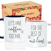 FNWSJ Engagement Gifts for Couples - Set of 2 Matching Coffee Mugs - 'Let's Have Coffee Together' Wedding, Anniversary, Birthday Gift (His and Hers Ceramic Cups) -60