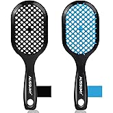 Aussumy Vented Detangling Hair Brush - 2 Pack Detangler Hairbrush for Effortless Tangle Removal - Ultra-Soft Bristles -For Natural Curly Straight Wet Dry Damaged Hair for Women Men Kids - Black & Blue