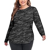 COOTRY Plus Size Workout Tops for Women Long Sleeve Shirts Breathable Dry Fit Athletic Gym Yoga Clothes