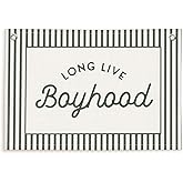 Lacama Vintage Green Long Live Boyhood Boys Room Decor, Boy Nursery Decor, Linen Banner Wall Hanging Canvas Banner Flag Decor for Toddler Boy Room Nursery 30x20 Inch