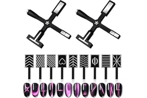XLSXEXCL 11 Pcs 5 In 1 Cat Eye Gel Nail Magnets Polish Set,Cat Eye Magnet Nail Polish,Cat Eye Magnet for Nails Magnetic Gel Nail Polish for Nails Cat Eye Nail Design Tools Nail Art Accessories(Black)