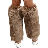 WMG Furry Faux Fur Leg Warmers For Women Fur Long Boot Covers Fluffy and Stretchy Leg Warmers For Christmas Cosplay