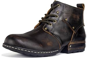 Psanfawq Mens Dress Boots Casual Oxfords Ankle Lace up Shoes Fashion Leather Chukka Business Boot AF001-2