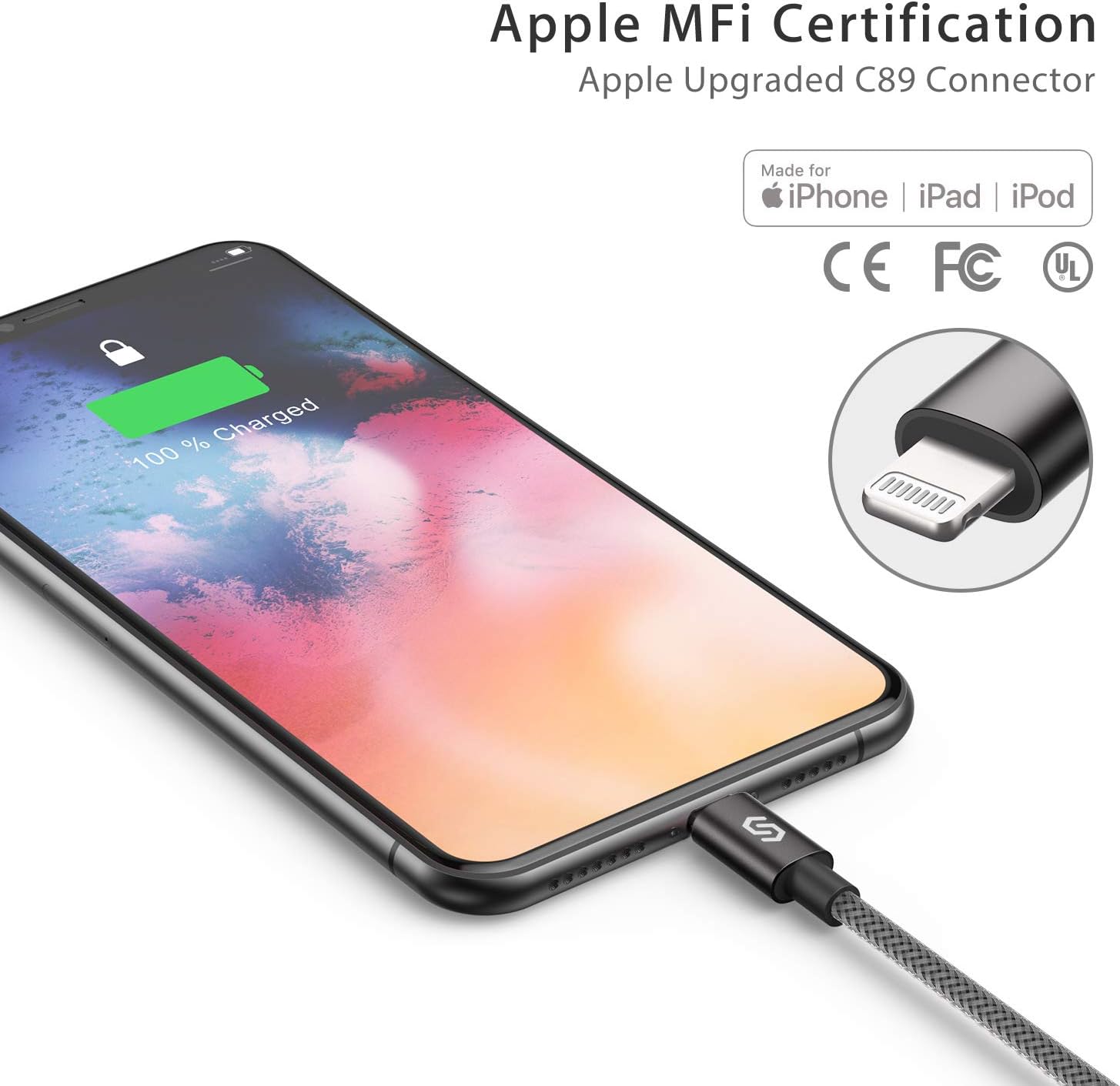 Cables Lightning 1M Cable iPhone Carga Rápida Cable USB Nylon Trenzado