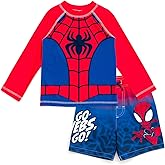 Marvel Spider-Man Rash Guard Shirt and Swim Trunks Outfit Set Toddler to Big Kid Sizes (2T - 14-16)