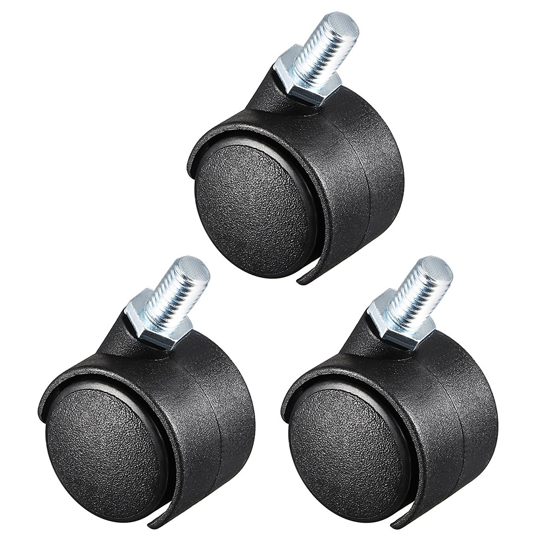 uxcell 3 Pcs 1.15 Inch Swivel Caster Wheels Nylon 360 Degree Threaded Stem Caster Wheel, M8 x 13mm, 22lb Capacity
