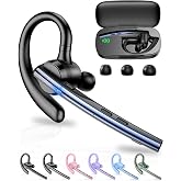 New Bee Bluetooth Headset V5.1 72H Talk Time Dual Mic with Mute Button for Business, Wireless Hand-Free Bluetooth Earpiece with 500mAh Charging Case for Cell Phone Calls Trucker Driver Laptop