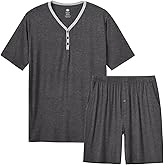MoFiz Mens Pajama Sets Short Pijama 2 Piece Summer House Lounge Sleep Sets Pj's Lightweight Night Suits Comfy Soft