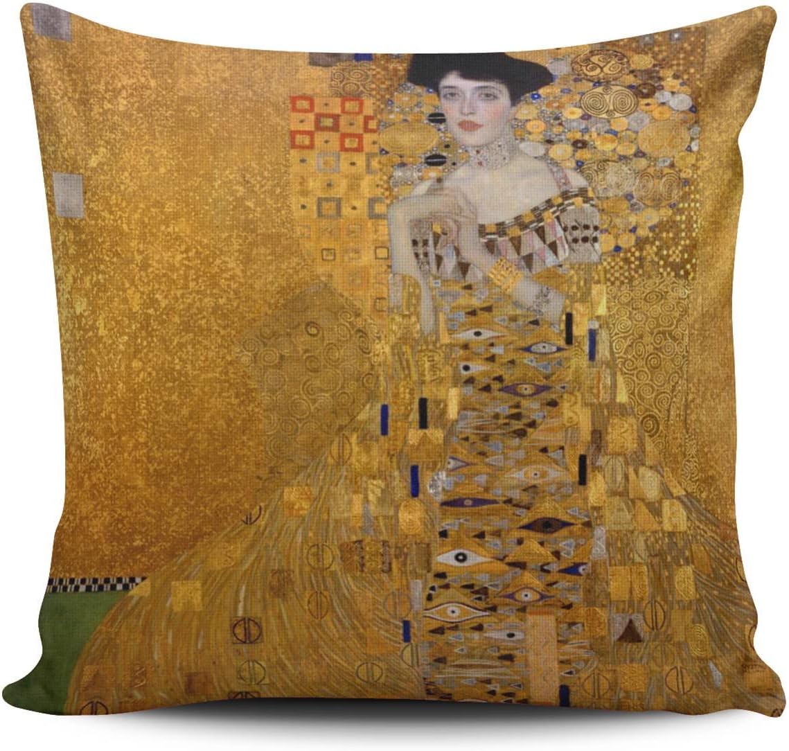 SALLEING Custom Fashion Home Decor Pillowcase The Lady in Gold The Extraordinary Tale of Gustav Klimt's Masterpiece Portrait of Adele Bloch-Bauer Euro Square Throw Pillow Cover Cushion Case 26x26 in