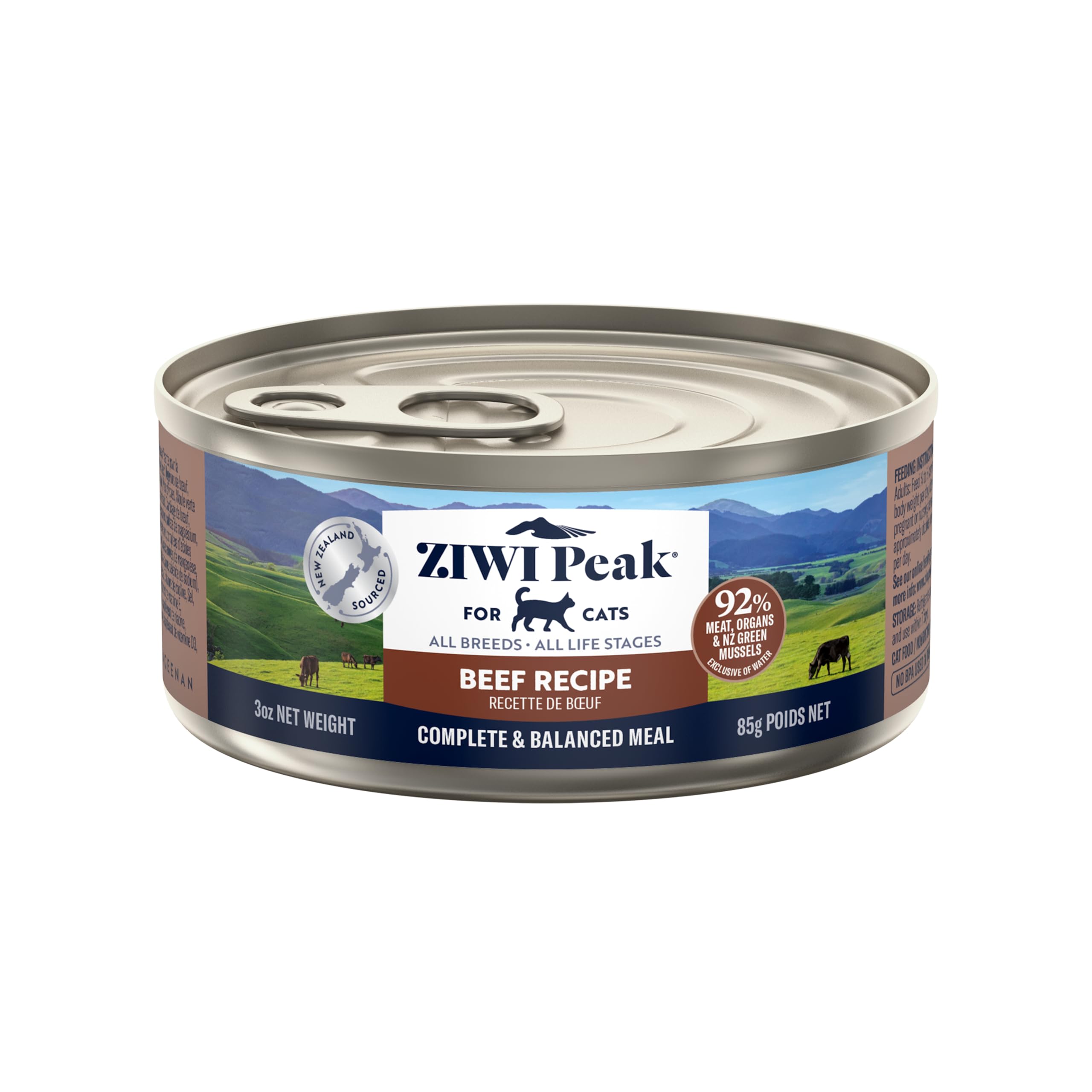 ZIWI Peak Grain Free Cat Food Tins - All Natural High Protein Pate - New Zealand Beef Recipe - 24 x 85g Multipack — image 1